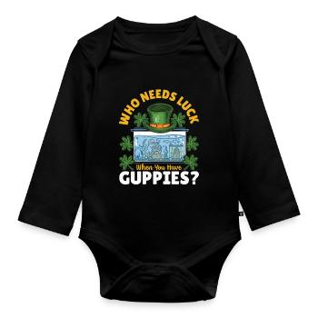 Aquarist Fish Lover St Patricks Day Fish Tank - Organic Longsleeve Baby Bodysuit - black - Front