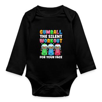 Funny chewing gum machine - Organic Longsleeve Baby Bodysuit - black - Front