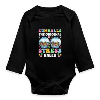 Funny chewing gum machine - Organic Longsleeve Baby Bodysuit - black - Front