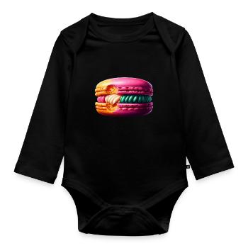 Macaron lovers French macarons - Organic Longsleeve Baby Bodysuit - black - Front