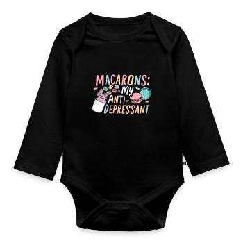 Macaron lovers French macarons - Organic Longsleeve Baby Bodysuit - black - Front
