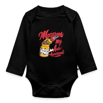 Macaron lovers French macarons - Organic Longsleeve Baby Bodysuit - black - Front