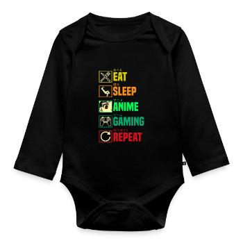 Anime Gaming Otaku Manga Kawaii Japan - Organic Longsleeve Baby Bodysuit - black - Front