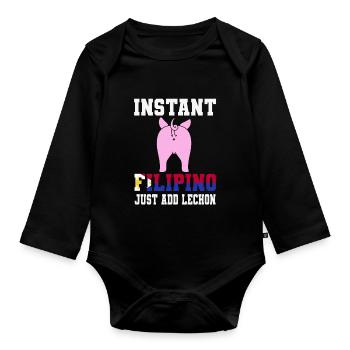 Drôle de cadeau philippin Lechon - Body Bébé bio manches longues - noir - Devant
