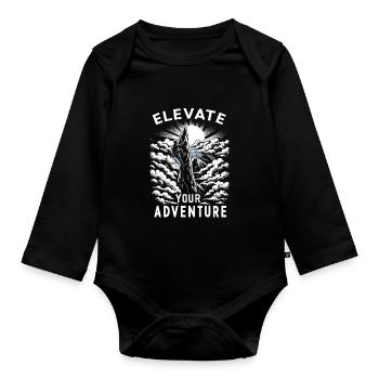 Klettern Outdoor-abenteuer Bouldern - Baby Bio-Langarm-Body - Schwarz - Vorne