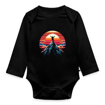 Klettern Outdoor-abenteuer Bouldern - Baby Bio-Langarm-Body - Schwarz - Vorne