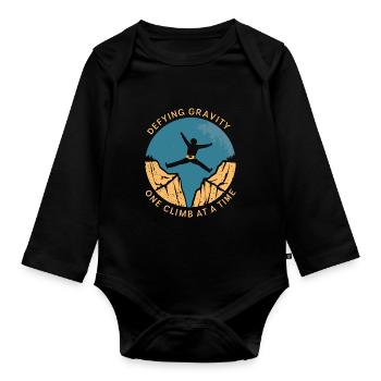 Klettern Outdoor-abenteuer Bouldern - Baby Bio-Langarm-Body - Schwarz - Vorne