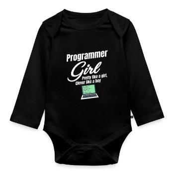 Programmierermädchen Hübsch Wie Ein Mädchen, Klug - Baby Bio-Langarm-Body - Schwarz - Vorne