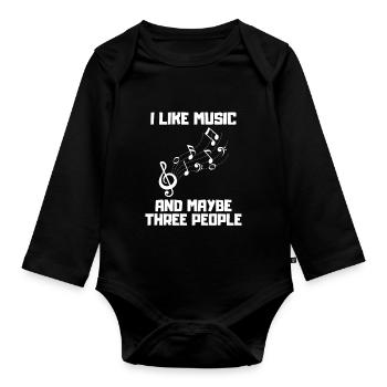Écouter de la musique Casque Musique Chanteur Chanter Musiciens - Body Bébé bio manches longues - noir - Devant