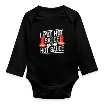 Spicy Food Pepper Lover Outfit for Spicy - Organic Longsleeve Baby Bodysuit - black - Front