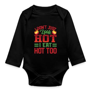 Sieht Heiß Aus – Mädchen Mit Scharfem Chili Und - Baby Bio-Langarm-Body - Schwarz - Vorne