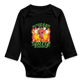 Sieht Heiß Aus – Mädchen Mit Scharfem Chili Und - Baby Bio-Langarm-Body - Schwarz - Vorne