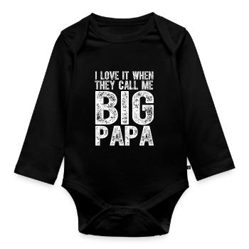 Ich liebe es, wenn sie mich Big Papa Vatertag nennen - Baby Bio-Langarm-Body - Schwarz - Vorne