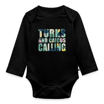 Turks And Caicos Souvenir Vacation - Organic Longsleeve Baby Bodysuit - black - Front