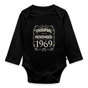 Vintage - Original since November 1969 Geburtstag - Baby Bio-Langarm-Body - Schwarz - Vorne