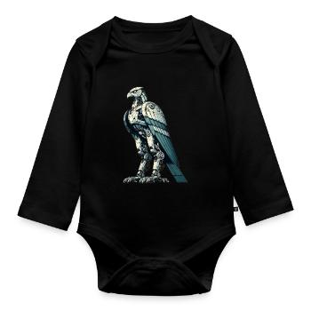 Falcon Robot, Robofalcon, Robot Falcon - Organic Longsleeve Baby Bodysuit - black - Front