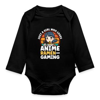 Anime Ramen and Gaming Gamer Anime - Organic Longsleeve Baby Bodysuit - black - Front