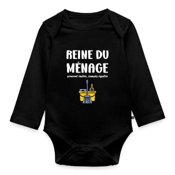 Humou ménage - Body Bébé bio manches longues - noir - Devant