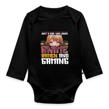 Anime Ramen and Gaming Gamer Anime - Organic Longsleeve Baby Bodysuit - black - Front
