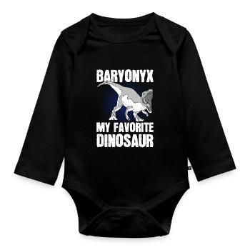 Prähistorischer Dinosaurier Dinosaurier - Baby Bio-Langarm-Body - Schwarz - Vorne