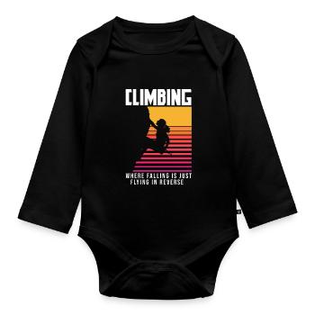 Klettern Mountain Boulder Climble Climber - Baby Bio-Langarm-Body - Schwarz - Vorne