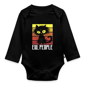 Ew Gens Chat Drôle Vintage Antisocial - Body Bébé bio manches longues - noir - Devant