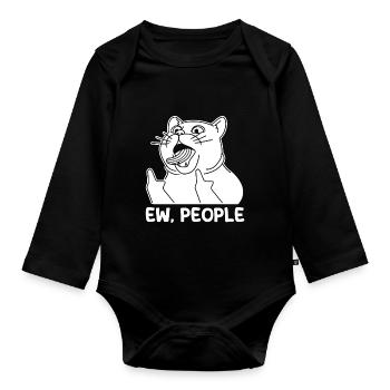 Ew People Cat Lustige Vintage Anti -soziale - Baby Bio-Langarm-Body - Schwarz - Vorne