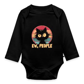 Ew Gens Chat Drôle Vintage Antisocial - Body Bébé bio manches longues - noir - Devant