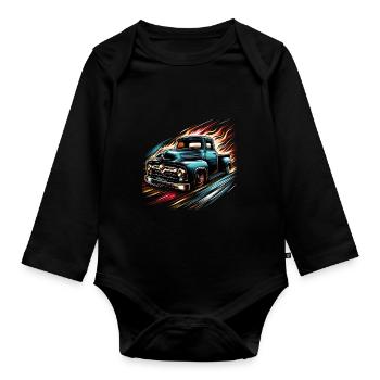 Truck Vintage Old Classic School American Pickup - Organic Longsleeve Baby Bodysuit - black - Front