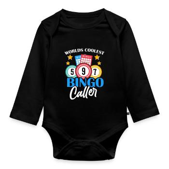 Bingo Caller Bingo Player Gambling Lottery - Organic Longsleeve Baby Bodysuit - black - Front