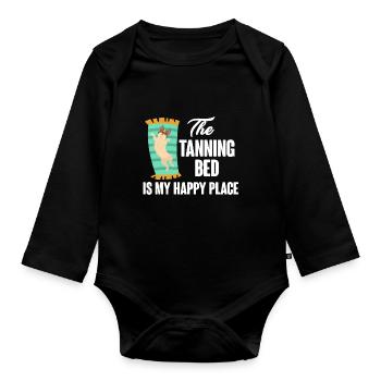 The solarium is my happy place at the - Organic Longsleeve Baby Bodysuit - black - Front