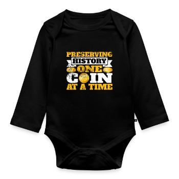 Coin Collectors Numismatics Collecting Coins - Organic Longsleeve Baby Bodysuit - black - Front