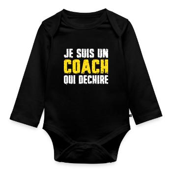 I'm a coach who rocks coach coach - Organic Longsleeve Baby Bodysuit - black - Front