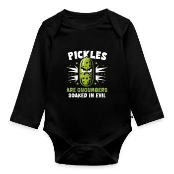 Pickle Lover Funny Pickle Dill Pickle Pickled - Organic Longsleeve Baby Bodysuit - black - Front