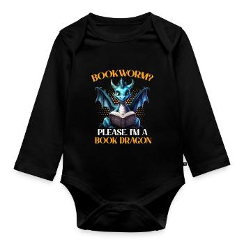 Dragons et livres Nerd Dragon Lover - Body Bébé bio manches longues - noir - Devant