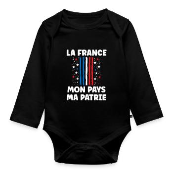 patriote la france mon mapys ma patrie - Body Bébé bio manches longues - noir - Devant