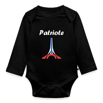 Patriotic France Emblem - Organic Longsleeve Baby Bodysuit - black - Front