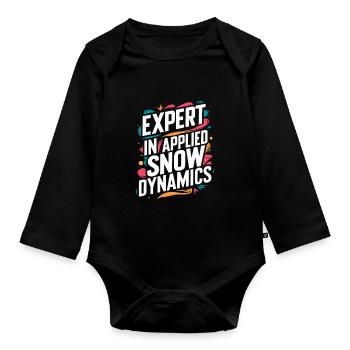 Luge Neige Luge Sport d’hiver Winter Outdood - Body Bébé bio manches longues - noir - Devant