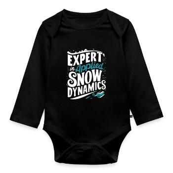 Luge Neige Luge Sport d’hiver Winter Outdood - Body Bébé bio manches longues - noir - Devant