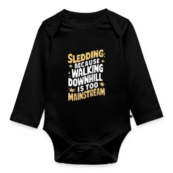 Sledding Snow Sled Winter Sport Winter Outdood - Baby Bio-Langarm-Body - Schwarz - Vorne