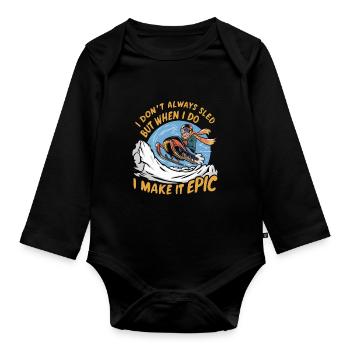 Luge Neige Luge Sport d’hiver Winter Outdood - Body Bébé bio manches longues - noir - Devant