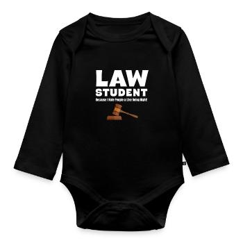 étudiant en droit, parce que je déteste les gens et que j’aime - Body Bébé bio manches longues - noir - Devant