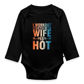 Fitnessstudio Gym Training Sport Motivation - Baby Bio-Langarm-Body - Schwarz - Vorne