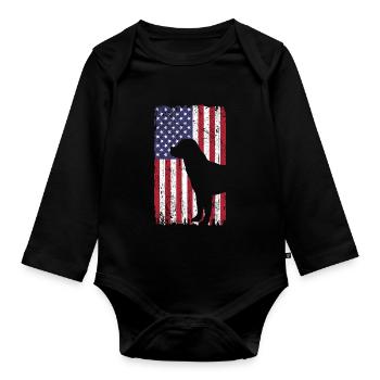 Chien Rottweiler avec drapeau des États-Unis - Body Bébé bio manches longues - noir - Devant