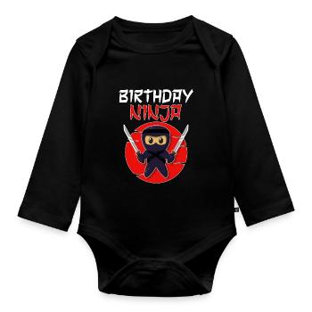 Birthday Ninja Birthday Boy Ninja - Organic Longsleeve Baby Bodysuit - black - Front