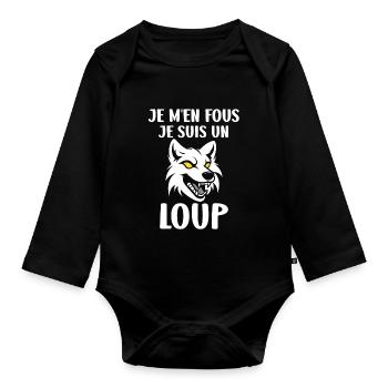 Humour loup - Body Bébé bio manches longues - noir - Devant