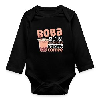 Boba Tea Tea latte Oolong Tea - Organic Longsleeve Baby Bodysuit - black - Front