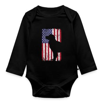 Chien Golden Retriever avec drapeau des États-Unis - Body Bébé bio manches longues - noir - Devant