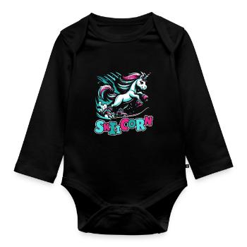 Ski Après-Ski Unicorn Skiicorn - Body Bébé bio manches longues - noir - Devant