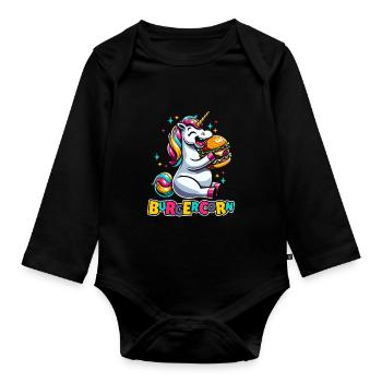 Burger Hamburger Einhorn Burgercorn - Baby Bio-Langarm-Body - Schwarz - Vorne
